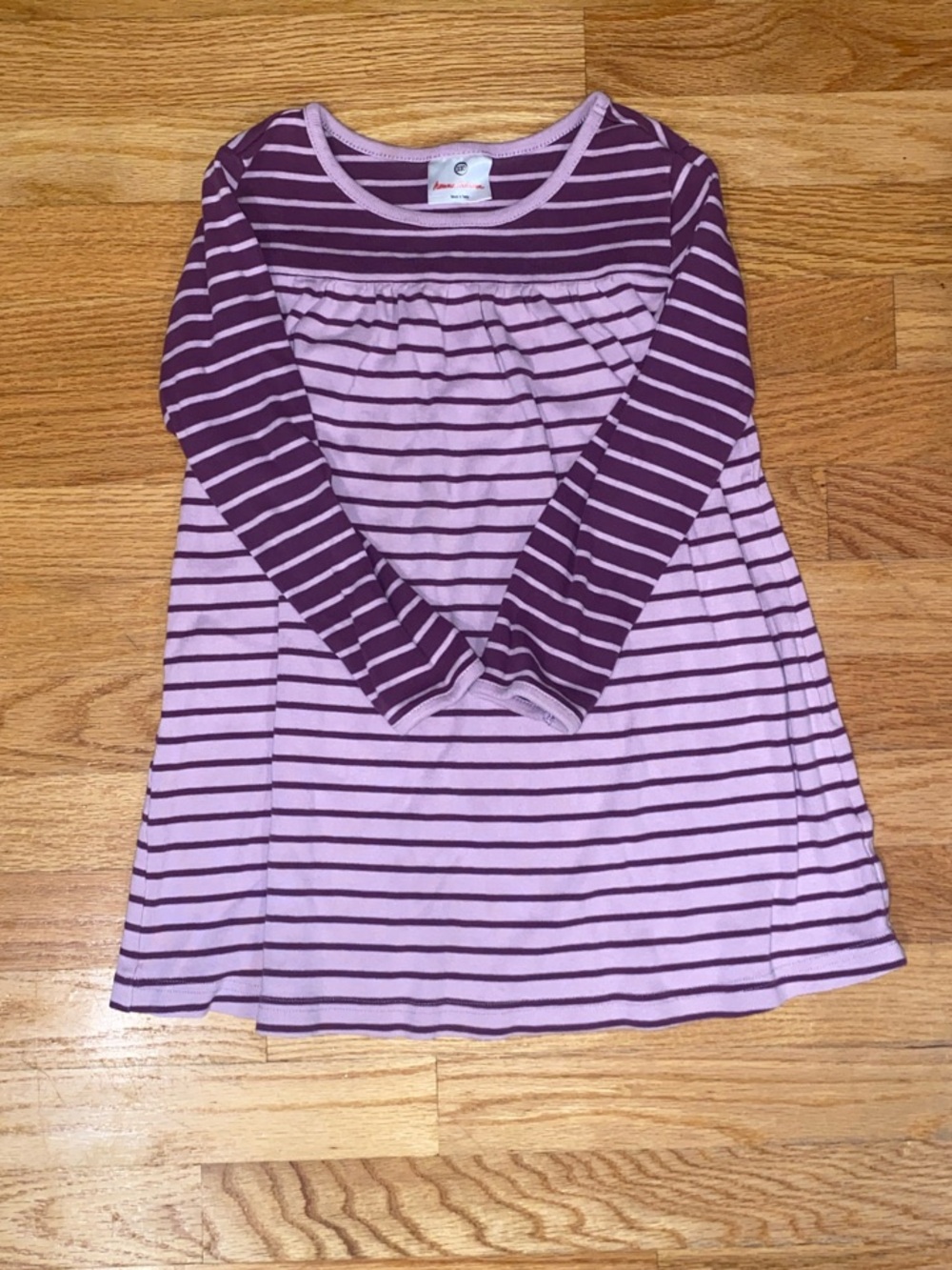 Hanna Andersson Lavender and Plum Striped Long-Sleeve Dress